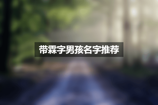 带霖字男孩名字推荐