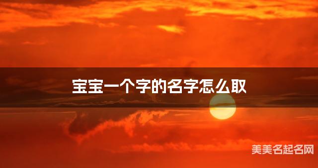 宝宝一个字的名字怎么取