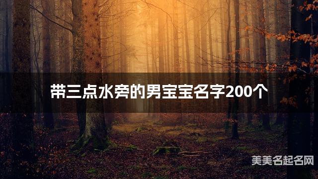 带三点水旁的男宝宝名字200个