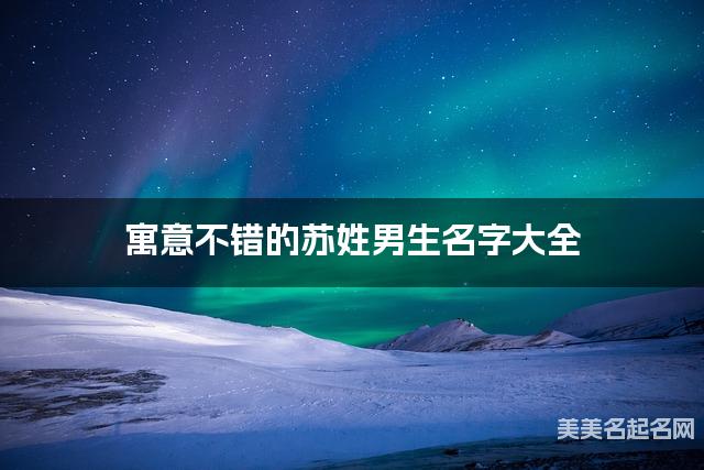 寓意不错的苏姓男生名字大全