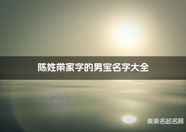 陈姓带家字的男宝名字大全