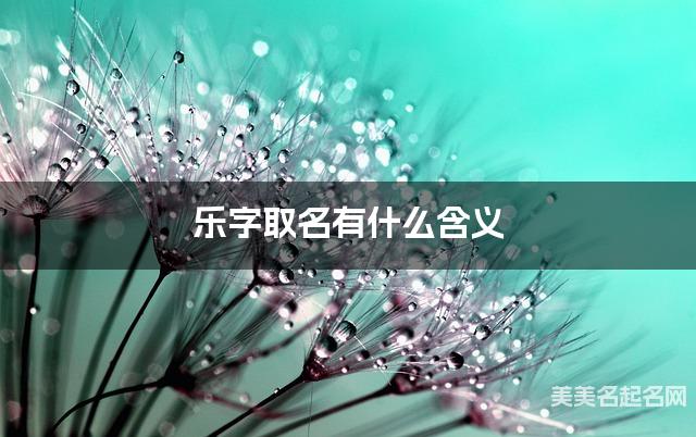 乐字取名有什么含义，用来男宝取名字
