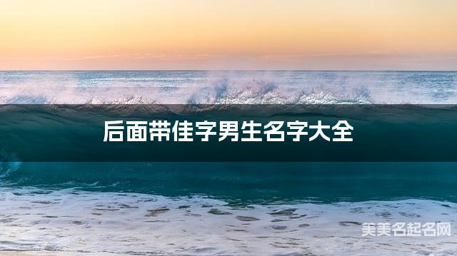 后面带佳字男生名字大全
