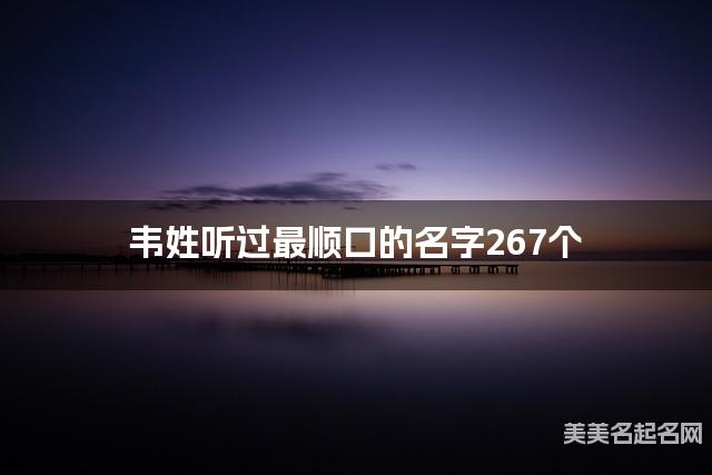 韦姓听过最顺口的名字267个