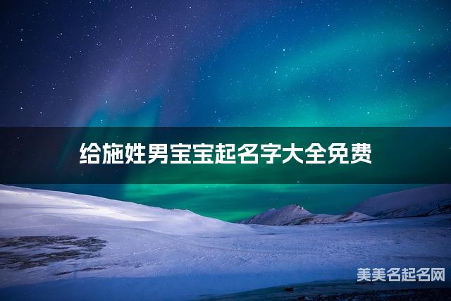 给施姓男宝宝起名字大全免费 有气质的宝宝好名字