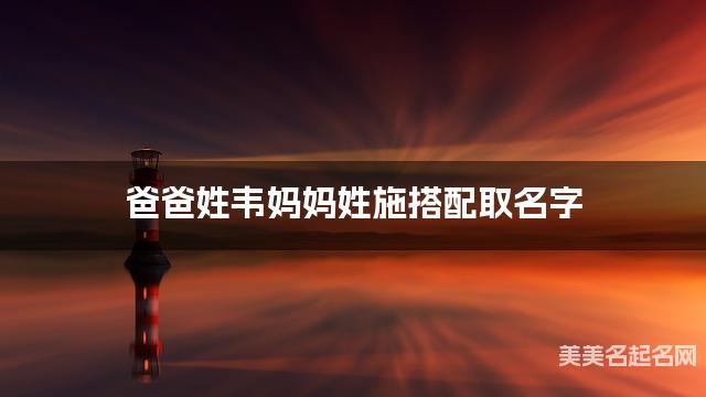 将韦姓和施姓结合取名字，好听有灵气的男生名字推荐
