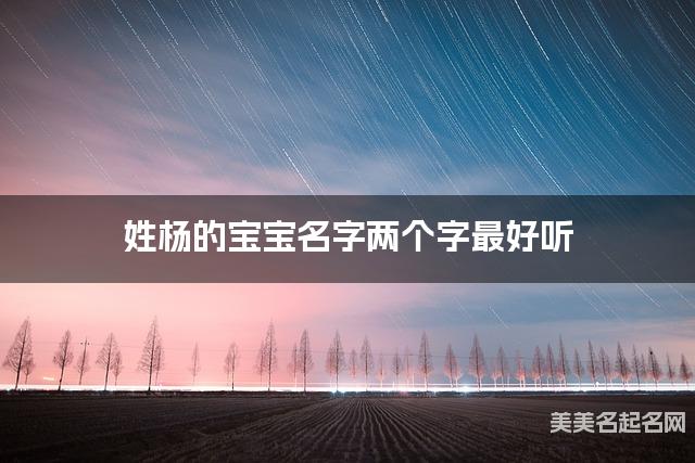 姓杨的宝宝名字两个字最好听