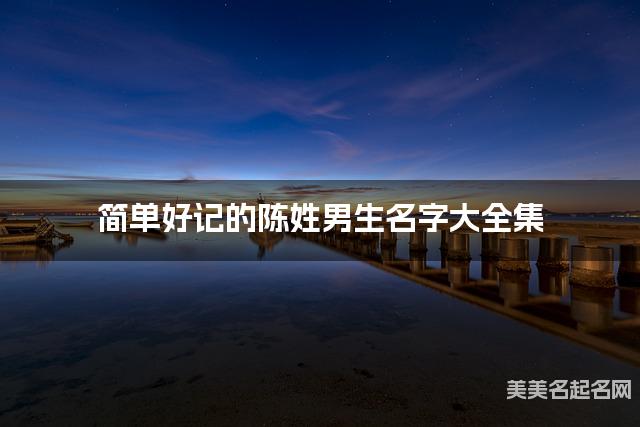 简单好记的陈姓男生名字大全集