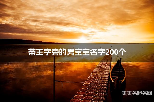 取名字在线生成 带王字旁的男宝宝名字200个