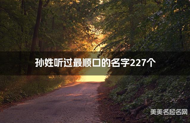 孙姓听过最顺口的名字227个