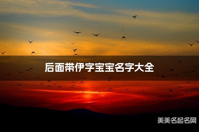 后面带伊字宝宝名字大全