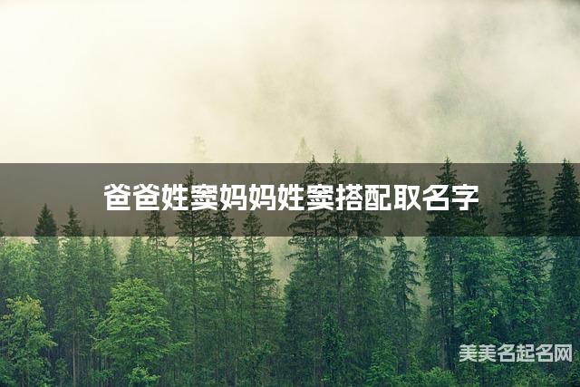 爸爸姓窦妈妈姓窦搭配取名字