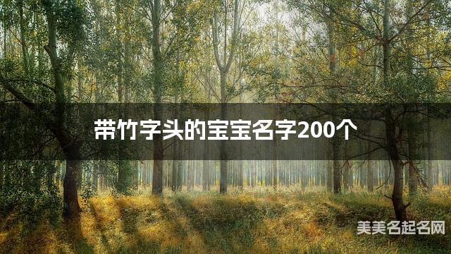 起名字大師周易起好名 帶竹字頭的寶寶名字200個