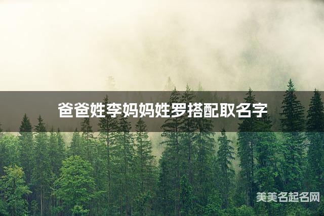 李姓和罗姓搭配取女宝名字推荐