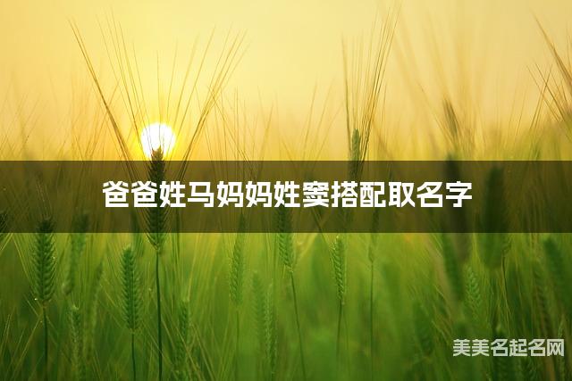 将马姓和窦姓结合取名字，好听有涵养的男宝宝名字推荐