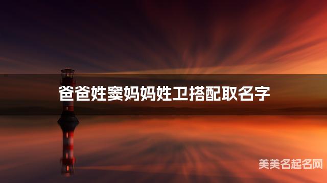 有灵气的男宝名字，爸爸姓窦妈妈姓卫搭配取名