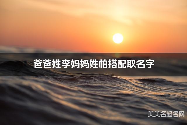 爸爸姓李妈妈姓柏搭配取名字