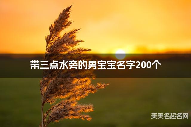 周易取名网 带三点水旁的男宝宝名字200个
