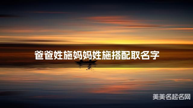 有寓意的小男孩名字，爸爸姓施媽媽姓施搭配取名